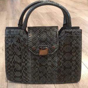 Jimmy Choo blue snake skin tote